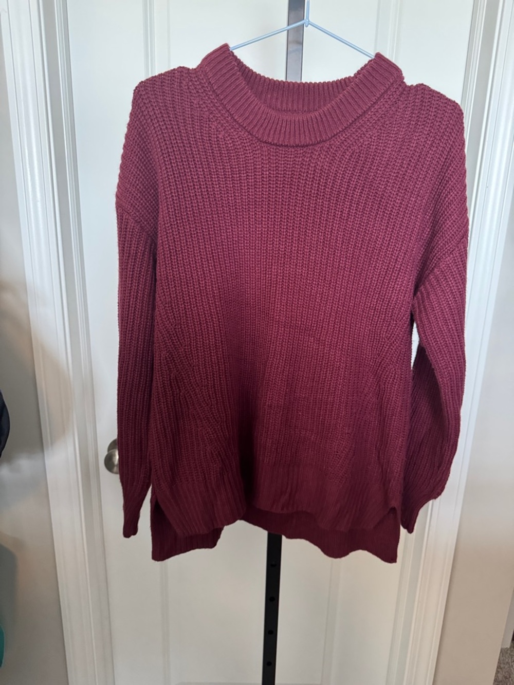 SO Deep Wine Crewneck Knit Sweater
